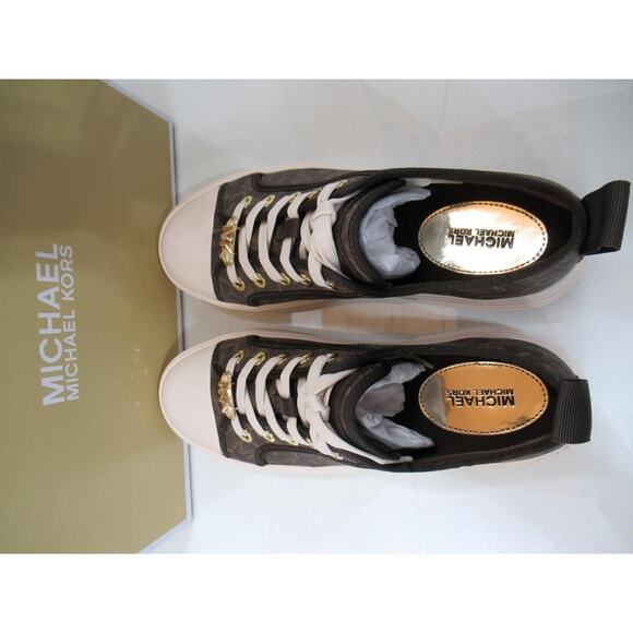 Women's Michael Kors Size 8 Evy Lace Up Empire Signature Logo Sneakers Brown - Picture 8 of 10